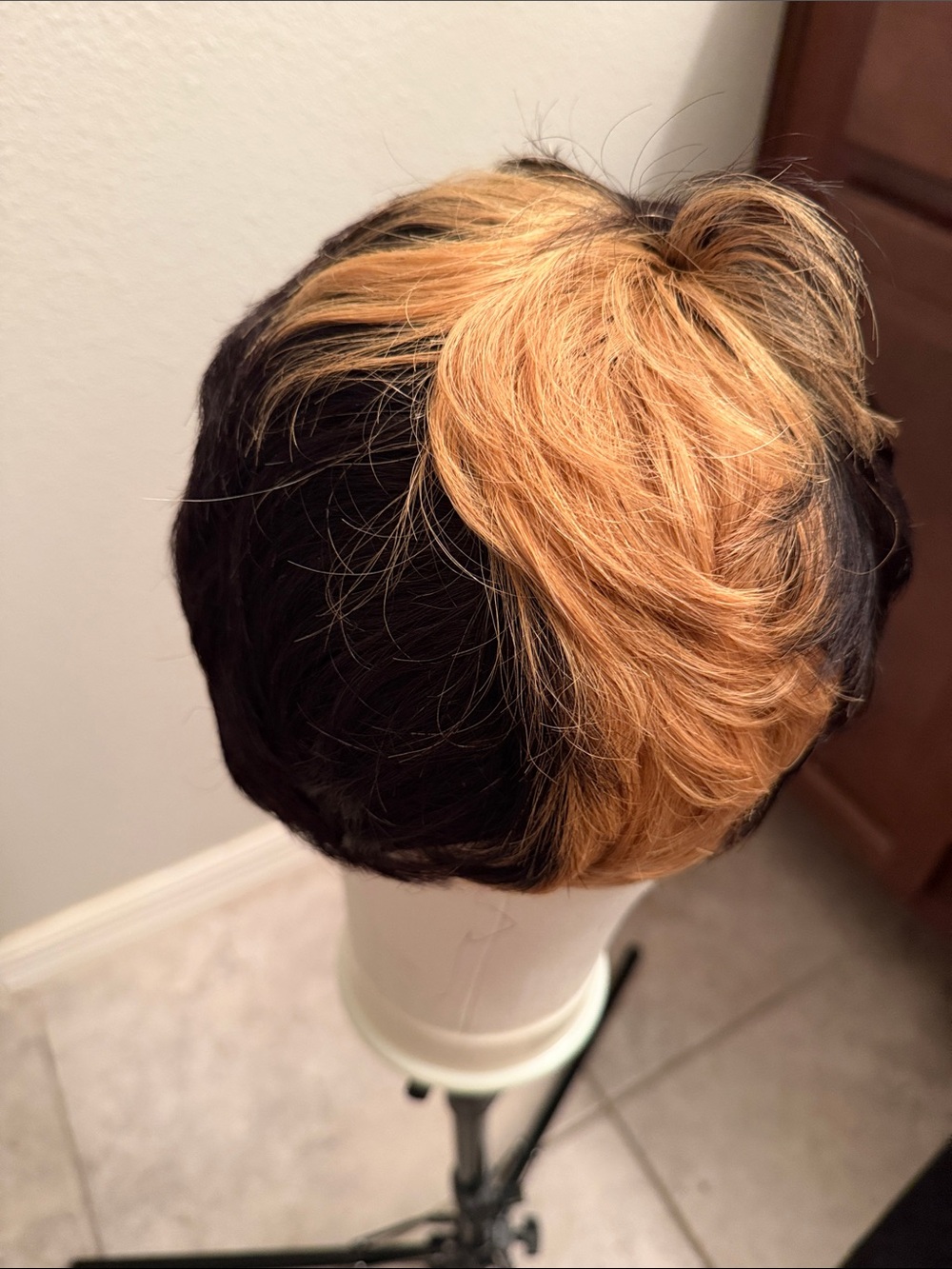 Short Two-Tone Black and Blonde Women’s Wig human hair pixie